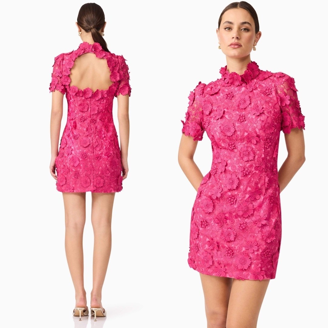 Nwt Elliatt Claudia Short Sleeve Mini Dress In Pink $448 - Size Large